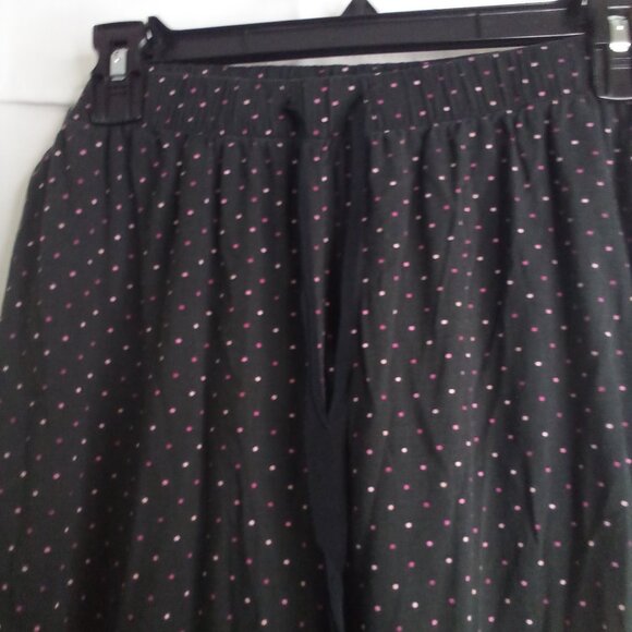 Victoria's Secret Pajama Pants Women M Sleep Bottom Elastic Polka Dot Black Pink - Picture 9 of 15